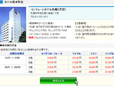 ホテル基本料金、詳細が表示されましたら、ご希望のホテルの「仮申込する」ボタンをクリックしてください。